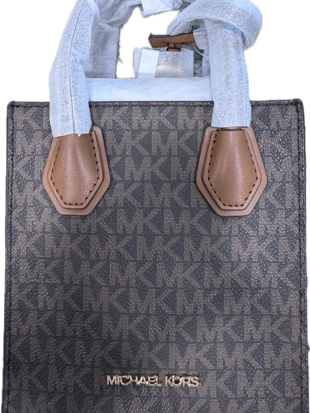 Michael Kors Brown Logo Monogram Mini Messenger Bag